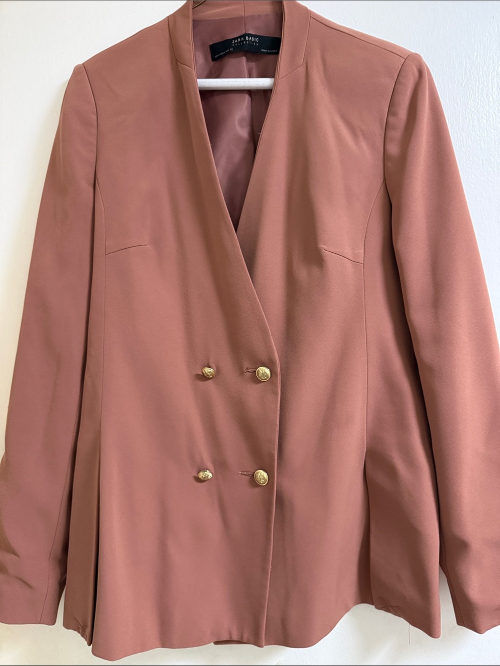 Zara Blazer Jacket in Rose Clay with Gold Buttons